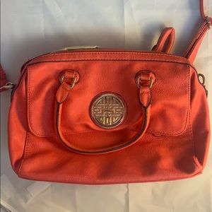 Coral purse with long strap